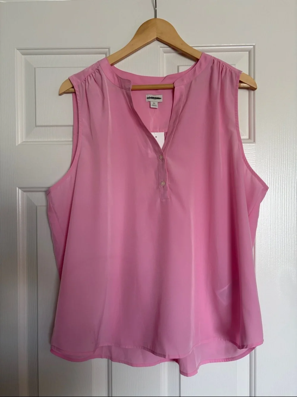 J. Crew Bright Pink Sleeveless Henley Camisole